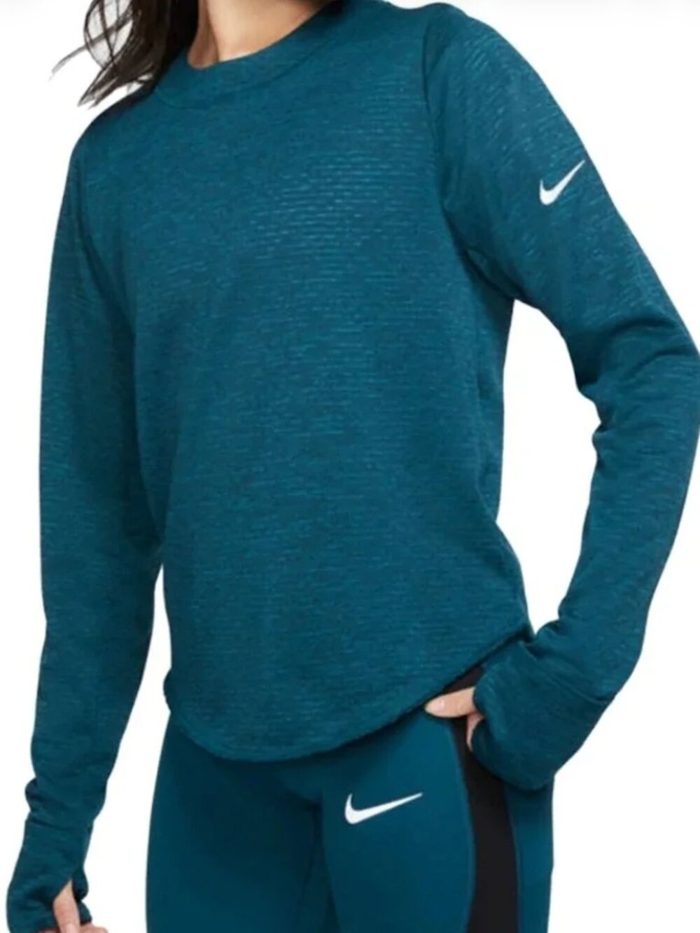 Nike Element Sphere Long Sleeve Running Top Women's Size Medium Teal